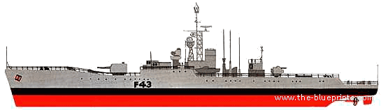 Корабль HMS Torquay F43 (Frigate) - чертежи, габариты, рисунки
