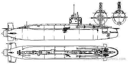 Корабль HMS Trenchant S91 (Submarine) (1999) - чертежи, габариты, рисунки
