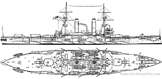 Combat ship HMS Triumph (1903) - drawings, dimensions, pictures