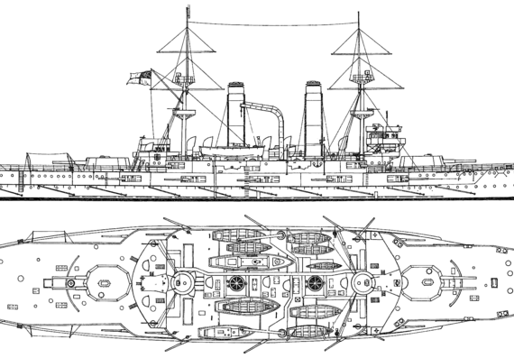 Корабль HMS Triumph (Battleship) (1903) - чертежи, габариты, рисунки