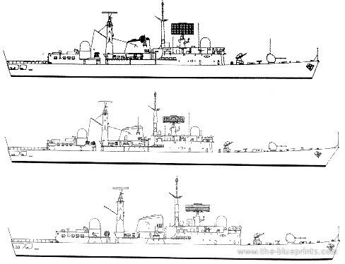HMS Type 42 Destroyers - drawings, dimensions, pictures