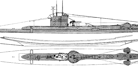 Корабль HMS Unison (Submarine) (1943) - чертежи, габариты, рисунки