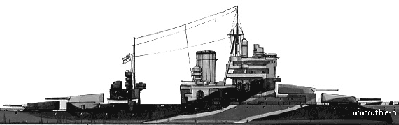 Боевой корабль HMS Vailiant (Battleship) (1943) - чертежи, габариты, рисунки