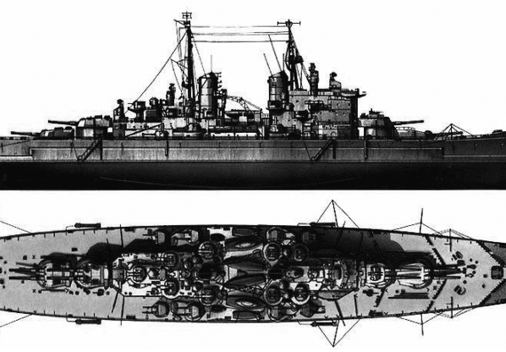 Боевой корабль HMS Vanguard - чертежи, габариты, рисунки