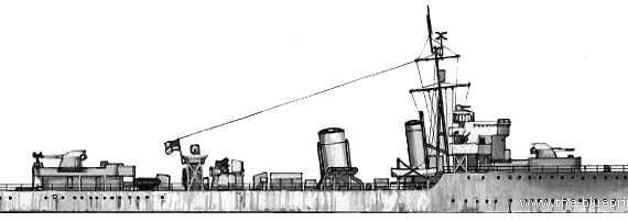 Эсминец HMS Viceroy (Destroyer) (1942) - чертежи, габариты, рисунки