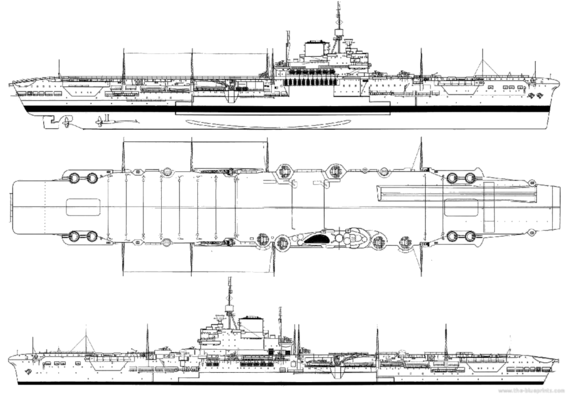 Авианосец HMS Victorious 1941 {Aircraft Carrier) - чертежи, габариты, рисунки