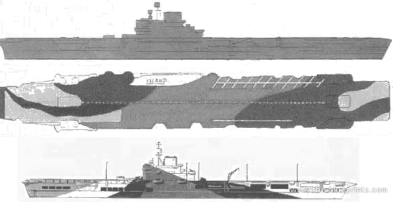 Combat ship HMS Victorious (1944) - drawings, dimensions, pictures