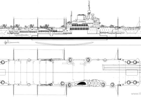 Корабль HMS Victorious (Aircraft Carrier) (1941) - чертежи, габариты, рисунки