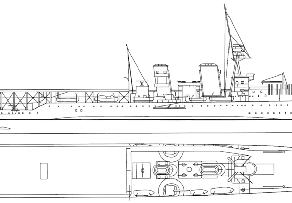 Aircraft carrier HMS Vindictive 1918 (Aircraft Carrier) - drawings, dimensions, pictures