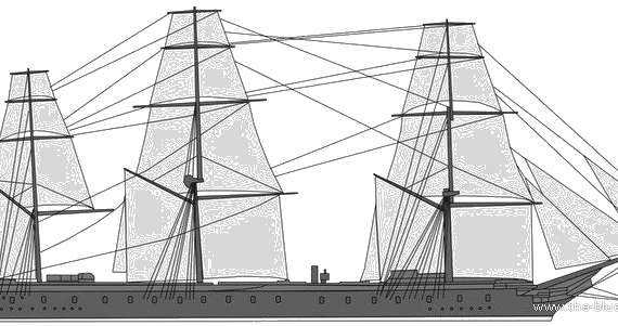 Корабль HMS Warrior (1859) - чертежи, габариты, рисунки