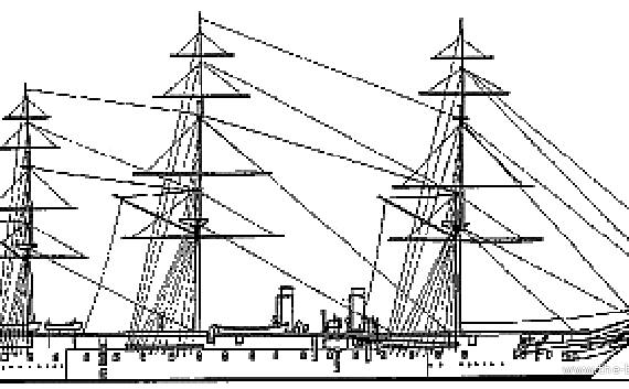 Корабль HMS Warrior (1860) - чертежи, габариты, рисунки