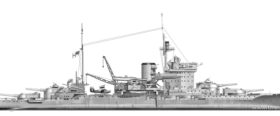 Combat ship HMS Warspite (1943) - drawings, dimensions, pictures