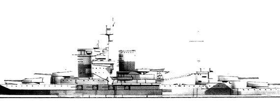 Корабль HMS Warspite (Battleship) - чертежи, габариты, рисунки