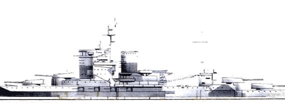 Корабль HMS Warspite (Battleship) (1937) - чертежи, габариты, рисунки