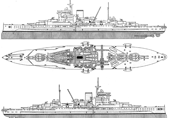 Корабль HMS Warspite (Battleship) (1940) - чертежи, габариты, рисунки