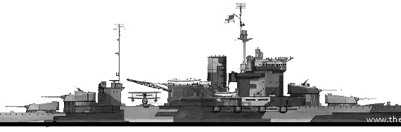 Боевой корабль HMS Warspite (Battleship) (1941) - чертежи, габариты, рисунки