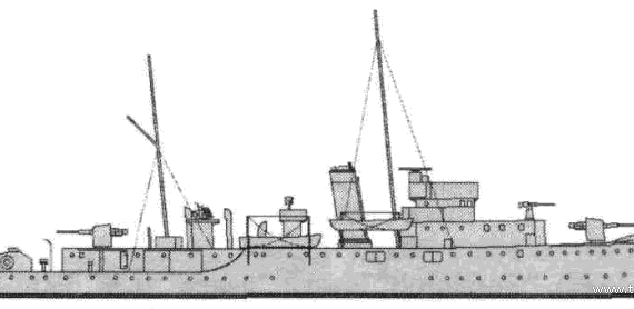Корабль HMS Wellington (Sloop) (1939) - чертежи, габариты, рисунки