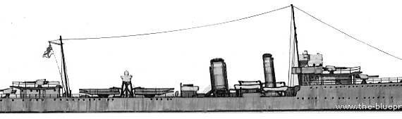 Destroyer HMS Wescott (Destroyer) (1939) - drawings, dimensions, pictures