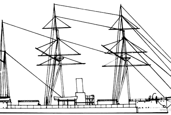 Warship HMS Wivern (Battleship) (1865) - drawings, dimensions, pictures