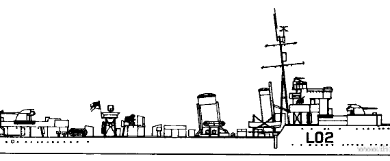 Эсминец HMS Wolsey (Destroyer) (1942) - чертежи, габариты, рисунки