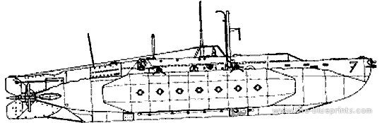 Submarine HMS X-7 (Midget Submarine) - drawings, dimensions, figures