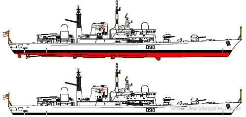 Корабль HMS York D98 (Destroyer) - чертежи, габариты, рисунки