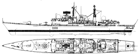 Эсминец HMS York D98 (Destroyer) (1986) - чертежи, габариты, рисунки