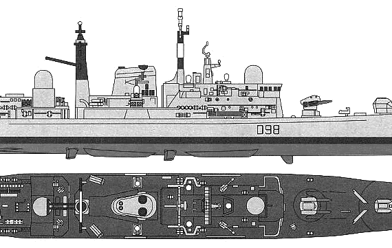 Корабль HMS York D98 (Destroyer) (2005) - чертежи, габариты, рисунки