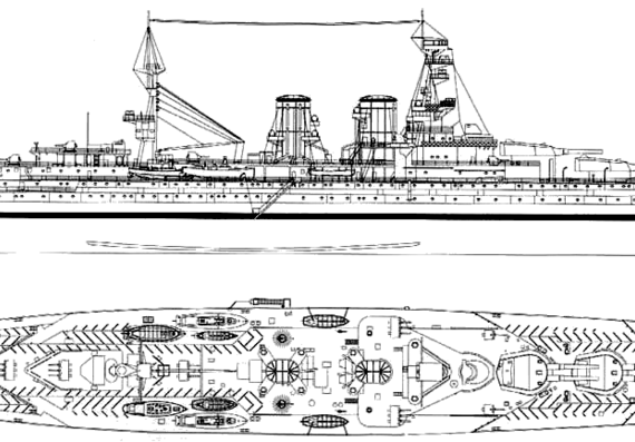 HNS Repulse (Battlecruiser) (1916) - drawings, dimensions, pictures