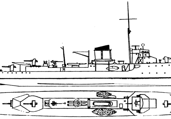 Эсминец HNoMS Sleipner 1936 (Destroyer) - чертежи, габариты, рисунки