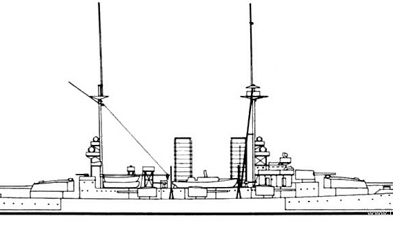Корабль HSWMS Sverige (Battleship Second Class) - Sweden (1914) - чертежи, габариты, рисунки
