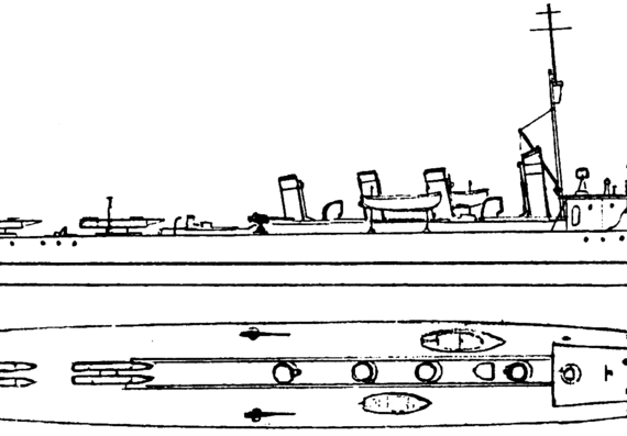 Destroyer HSwMS Hugin 1912 (Destroyer) - drawings, dimensions, pictures