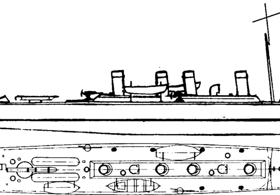 Эсминец HSwMS Mode 1904 (Destroyer) - чертежи, габариты, рисунки