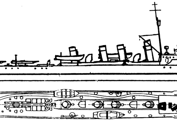 Destroyer HSwMS Wale 1909 (Destroyer) - drawings, dimensions, pictures