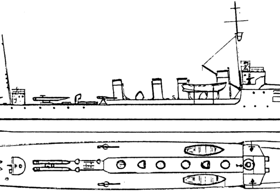 Эсминец HSwMS Wrangel 1919 (Destroyer) - чертежи, габариты, рисунки