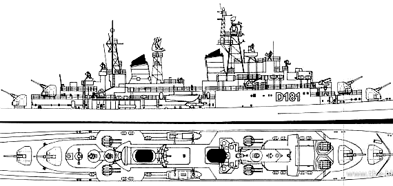Корабль Hamburg D-181 (Destroyer) West Germany (1965) - чертежи, габариты, рисунки
