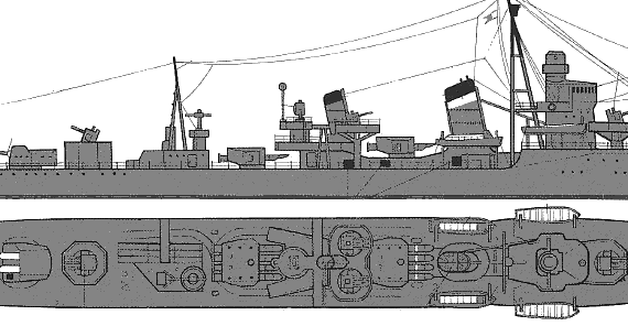 Destroyer Harusame - drawings, dimensions, pictures