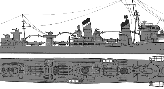 Hatsuyuki destroyer - drawings, dimensions, pictures
