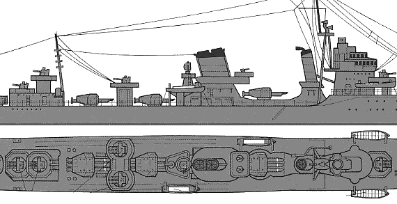 Hibiki destroyer - drawings, dimensions, pictures
