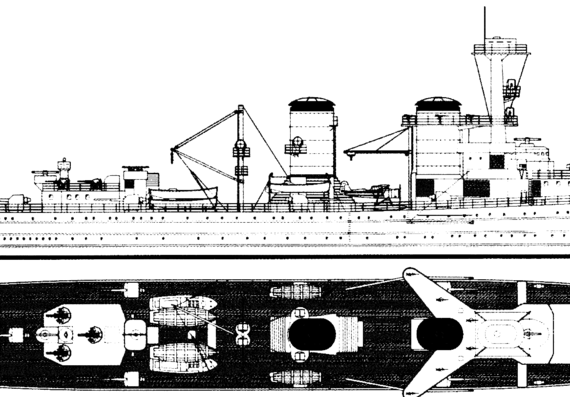 Крейсер Hr.Ms. Java 1938 (Light Cruiser) - чертежи, габариты, рисунки