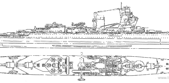 Корабль Hr De Ruyter (Cruiser) - Netherlands (1942) - чертежи, габариты, рисунки