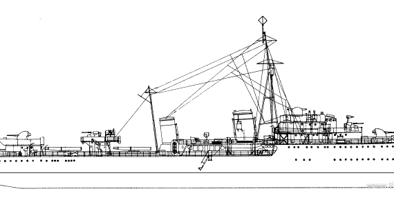 Корабль Hr Issac Sweers (Destroyer) - Netherlands (1942) - чертежи, габариты, рисунки