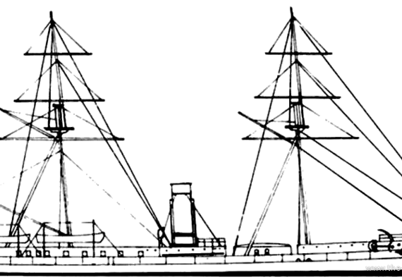 Ship Hr Schorpioen (Battleship) - Netherlands (1870) - drawings, dimensions, pictures