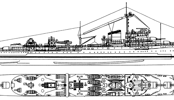 Ship Hr Tromp (Cruiser) - Netherlands (1938) - drawings, dimensions, pictures