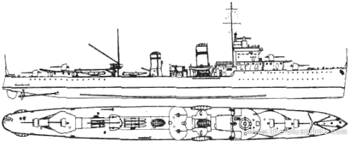 Корабль Hr Van Ghent (Destroyer) - Netherlands (1939) - чертежи, габариты, рисунки
