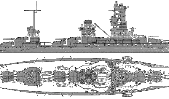 Hyuga warship - drawings, dimensions, figures