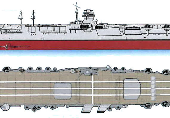 Aircraft carrier IJB Hiryu 1942 (Aircraft Carrier) - drawings, dimensions, pictures