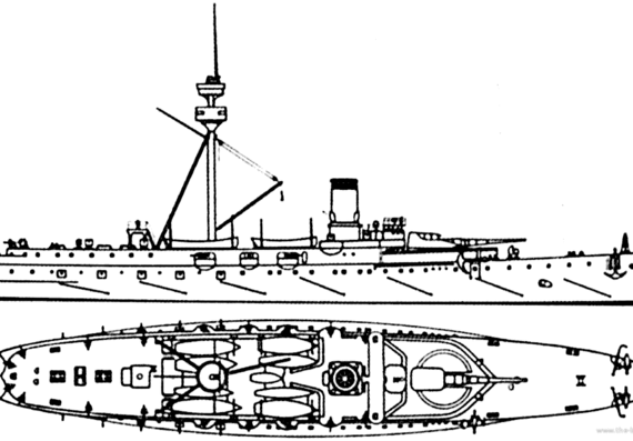 Крейсер IJM Hashidate 1895 (Protected Cruiser) - чертежи, габариты, рисунки
