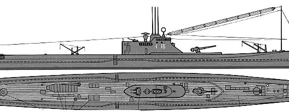 Корабль IJM I-16 (Submarine) - чертежи, габариты, рисунки
