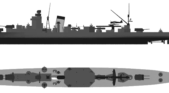 Боевой корабль IJN Agano (Light Cruiser) (1940) - чертежи, габариты, рисунки